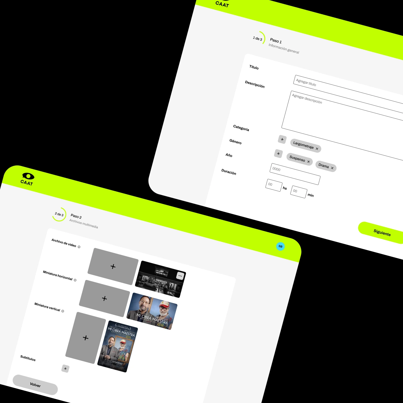 Mockups vista de editor del contenido de la plataforma de streaming