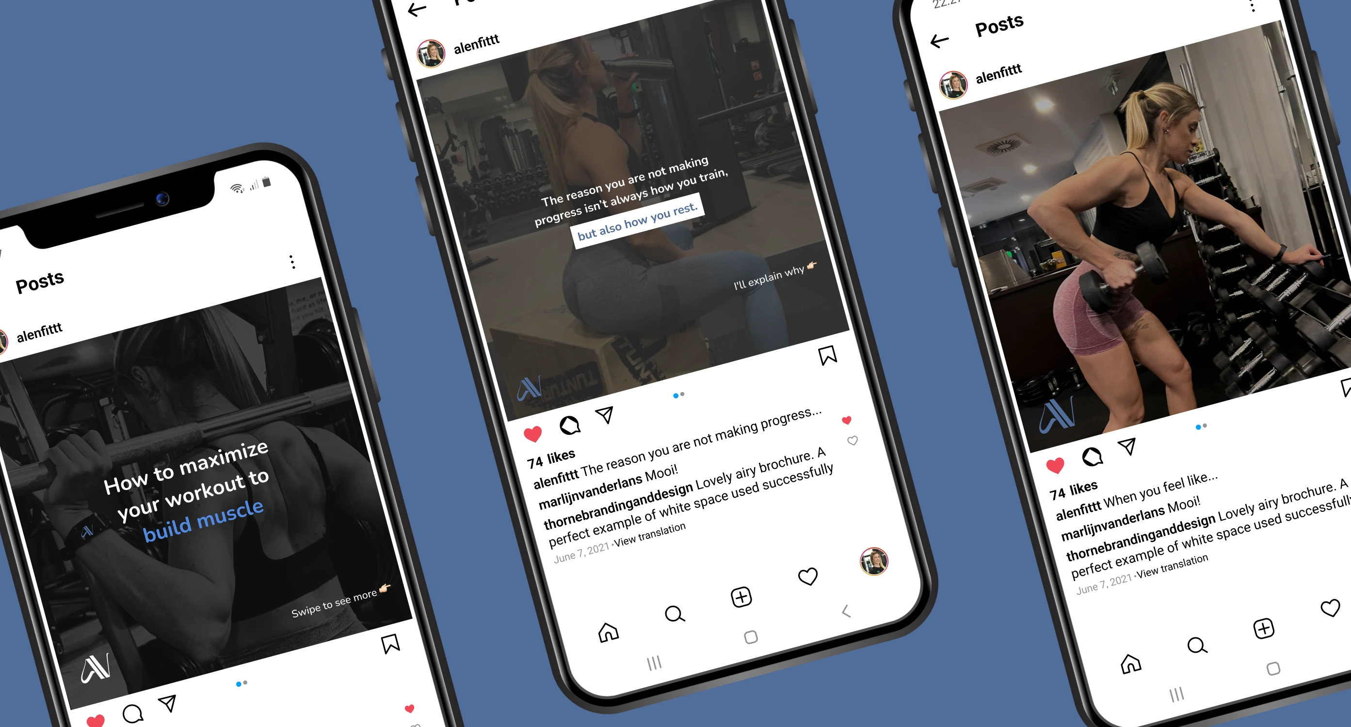 Mockups de posteos con identidad de marca en Instagram de Alejandra Nassif Mockups de posteos con identidad de marca en Instagram de Alejandra Nassif